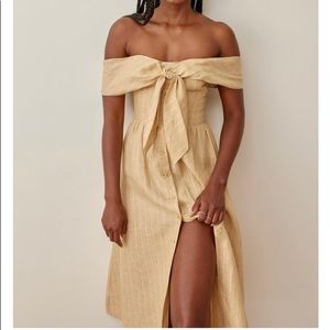 Reformation Barrington Linen Dress - Yellow Stripe